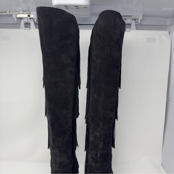 Christian Louboutin Boot Lionne Knee High Suede Fringe Boots EU 37 - Picture 5 of 13